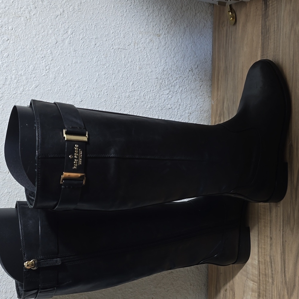 New condition! kate Spade New Pork Ronnie Riding Boot Black Leather Size 5.5 M - Picture 4 of 7